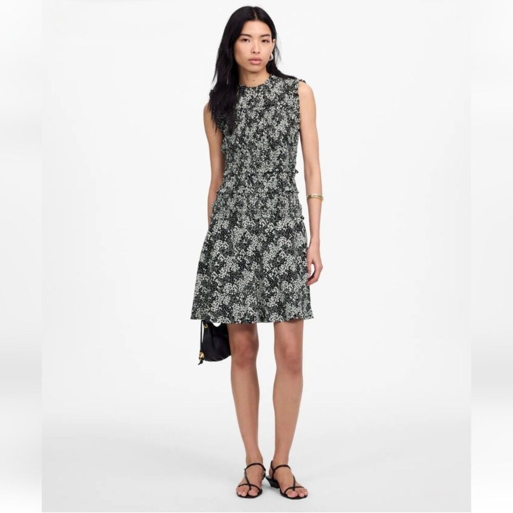 Madewell Smocked Crewneck Mini Dress In Harper Floral 00